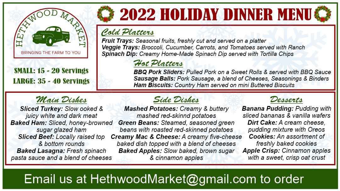 2022 Holiday Dinner Menu Instagram